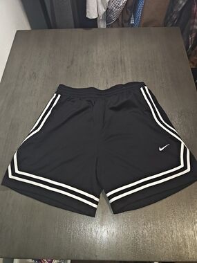 Nike Woman's Black Athletic Shorts with White Trim Size XL